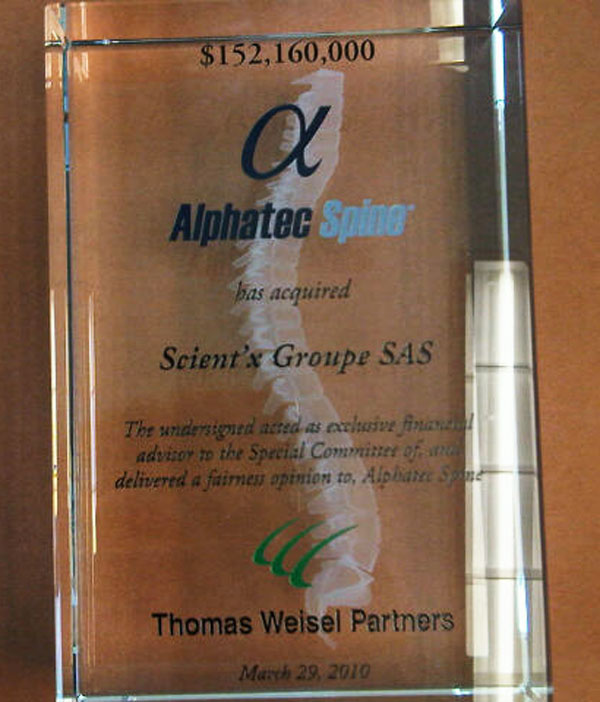 Alphatec Spine Acquisiton by Scient'x Groupe SAS (2010)