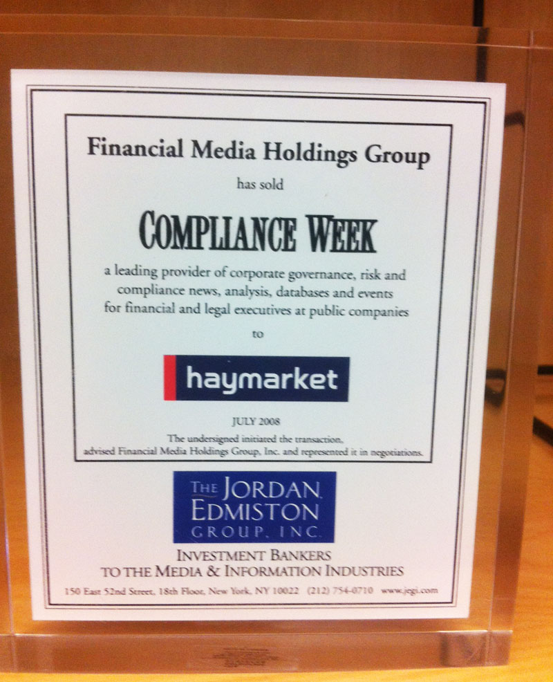 Haymarket Acquisition of Compliance Week (2008)